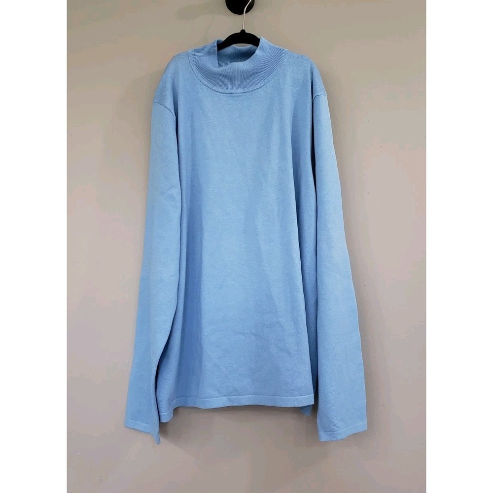 PETITE LARGE PENDLETON Mock Neck SILK BLEND BLUE Long Sleeve turtleneck